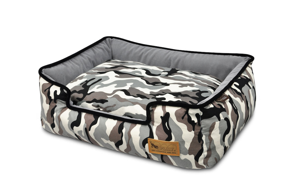 P.L.A.Y. Camouflage white Camo Gothic black lounge bed angle top view on white background; SKU PY3003ALF