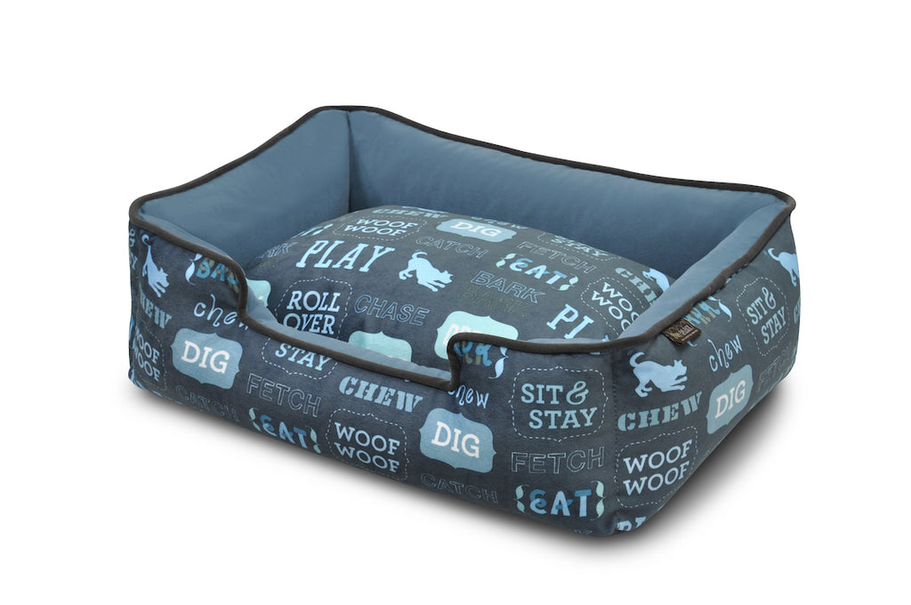 P.L.A.Y. Dog's life Sofa blue, Ash gray lounge bed angle top view. SKU: PY3006AMF