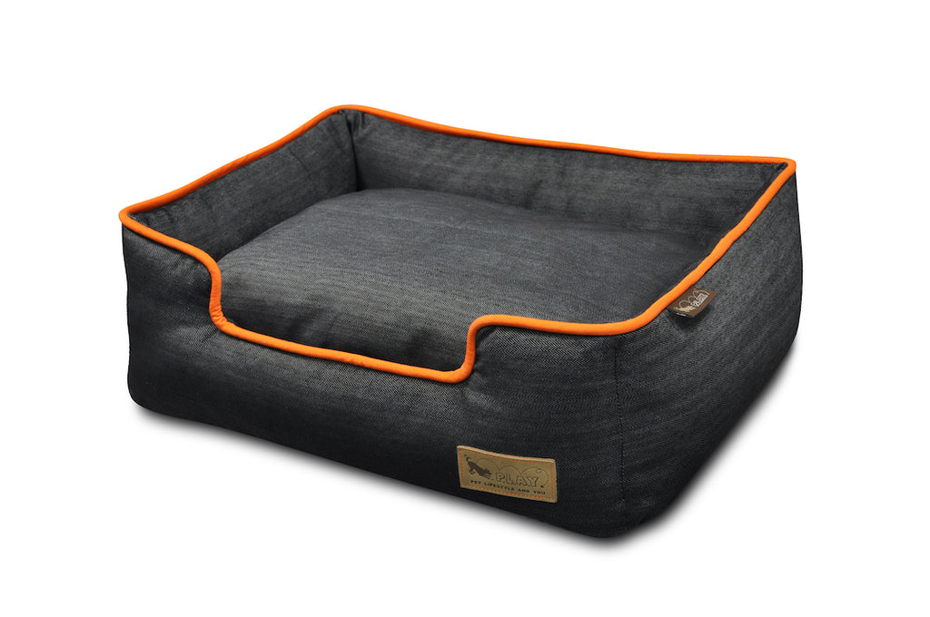 P.L.A.Y. Urban Denim Orange lounge bed angle top view on white background; SKU PY3001AXLF