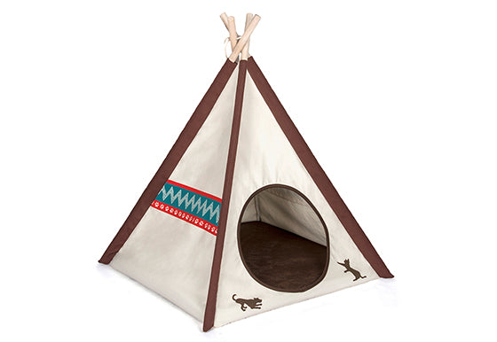 Pet Teepee Tent for dogs and cats, 4 different fabric pattern together, with white background