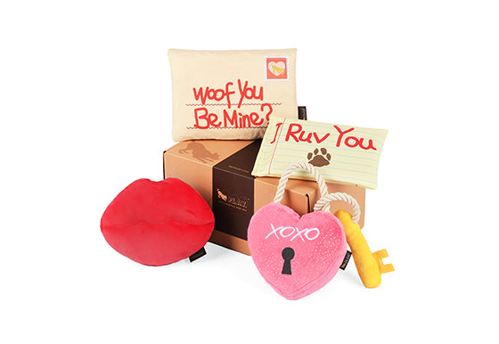 Puppy Love Plush Toy Valentine s Day Set champagne hearts and